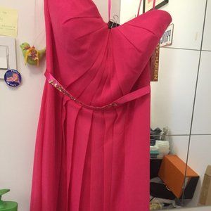 NWT Short chiffon dress with bling belt Fuschia